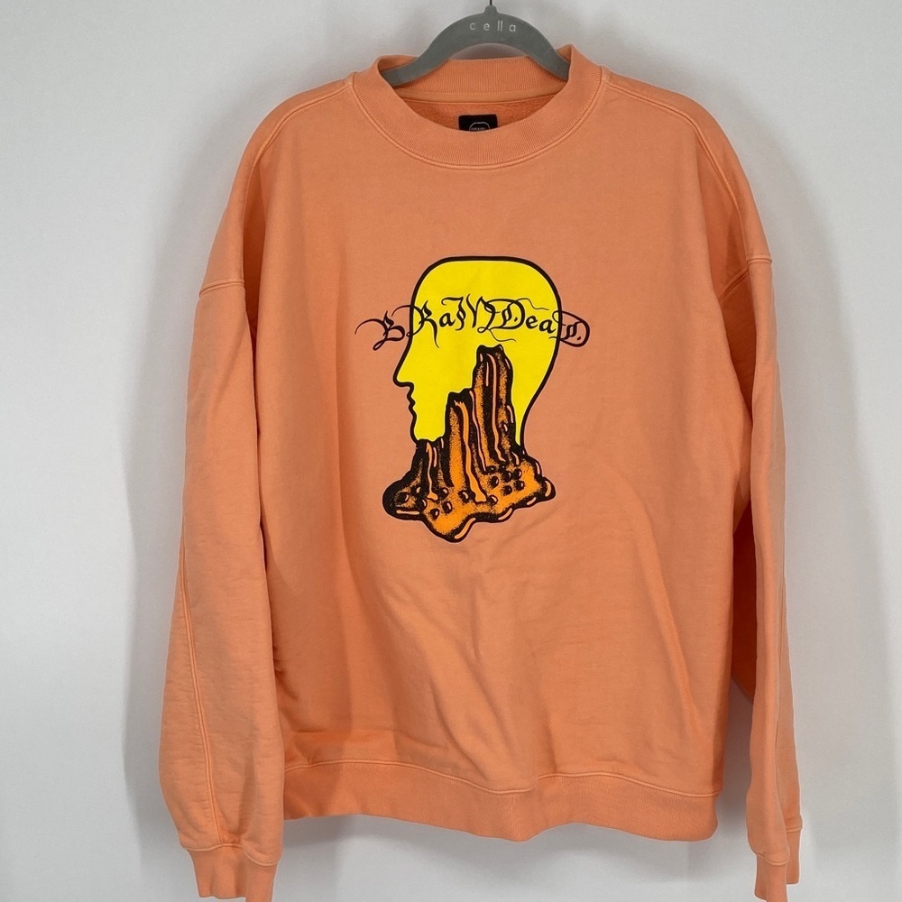 Brain Dead Orange Crewneck Sweater Size Large